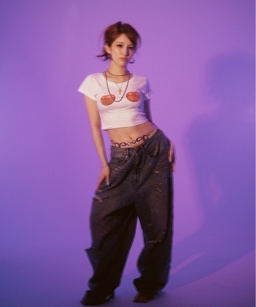 ROYAL FLASH(ロイヤルフラッシュ)の「MITSUKI/ミツキ/Cherry Bra T-Shirt(Tシャツ/カットソー・レディース・ホワイト/チャコールグレー・F)」の7枚目の写真