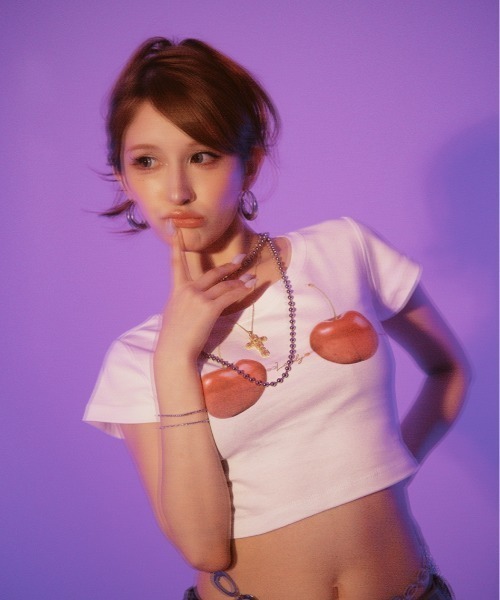 ROYAL FLASH(ロイヤルフラッシュ)の「MITSUKI/ミツキ/Cherry Bra T-Shirt(Tシャツ/カットソー・レディース・ホワイト/チャコールグレー・F)」の5枚目の写真