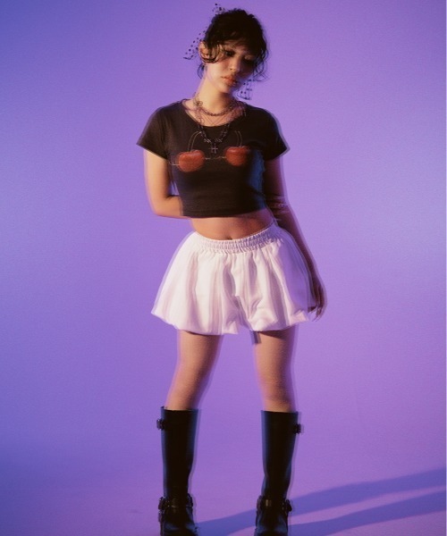 ROYAL FLASH(ロイヤルフラッシュ)の「MITSUKI/ミツキ/Cherry Bra T-Shirt(Tシャツ/カットソー・レディース・ホワイト/チャコールグレー・F)」の4枚目の写真