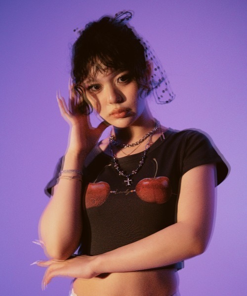 ROYAL FLASH(ロイヤルフラッシュ)の「MITSUKI/ミツキ/Cherry Bra T-Shirt(Tシャツ/カットソー・レディース・ホワイト/チャコールグレー・F)」の13枚目の写真