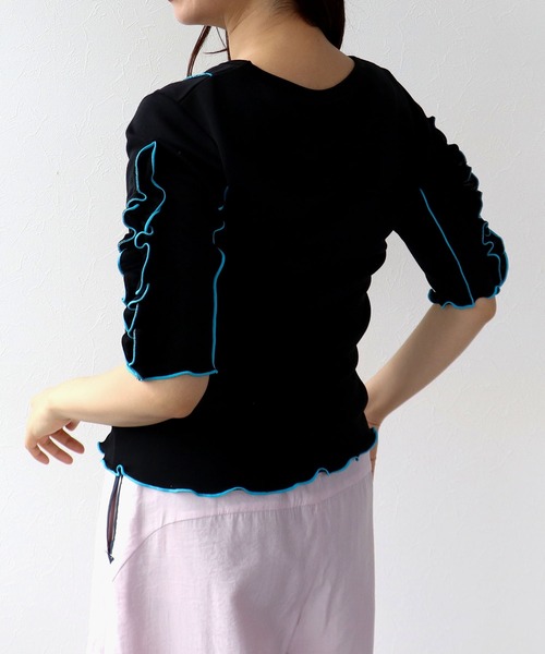 Cepica（セピカ）の「【MARECHAL TERRE / マルシャルテル】RUFFLE  SLEEVE TOPS（Tシャツ/カットソー・レディース・ブルー/ライトグレー/ブラック・FREE）」の6枚目の写真