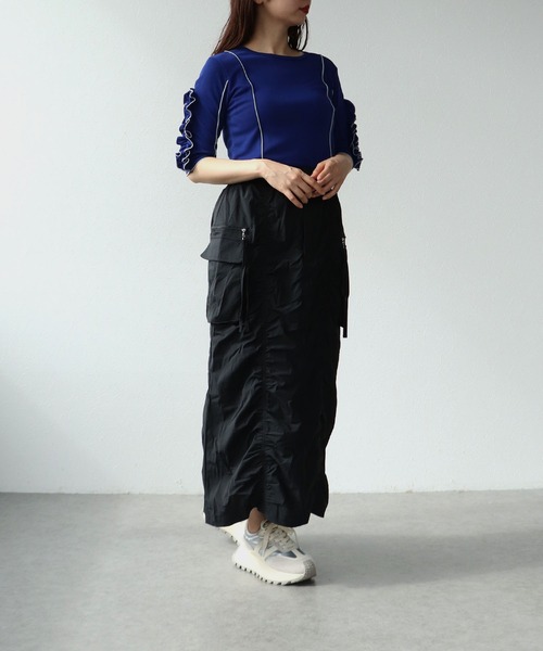 Cepica（セピカ）の「【MARECHAL TERRE / マルシャルテル】RUFFLE  SLEEVE TOPS（Tシャツ/カットソー・レディース・ブルー/ライトグレー/ブラック・FREE）」の14枚目の写真