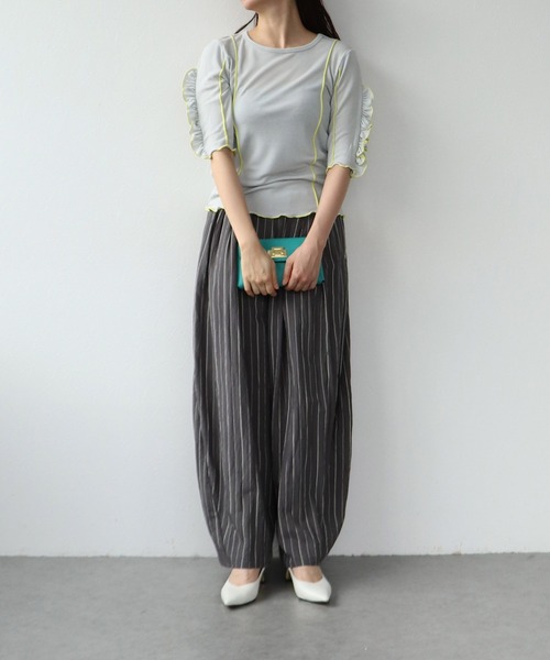 Cepica（セピカ）の「【MARECHAL TERRE / マルシャルテル】RUFFLE  SLEEVE TOPS（Tシャツ/カットソー・レディース・ブルー/ライトグレー/ブラック・FREE）」の13枚目の写真