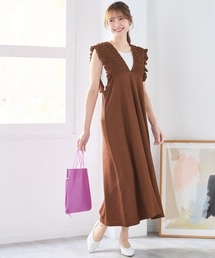 SMILE LAND | ＜大きいサイズ＞カット楊柳フリルデザインジャンパースカート(ジャンパースカート)