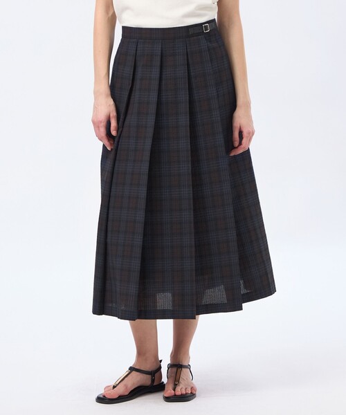 MACKINTOSH PHILOSOPHY(マッキントッシュ フィロソフィー)の「サッカーチェックタックプリーツスカート(スカート・レディース・ベージュ/ネイビー・36/38)」の2枚目の写真