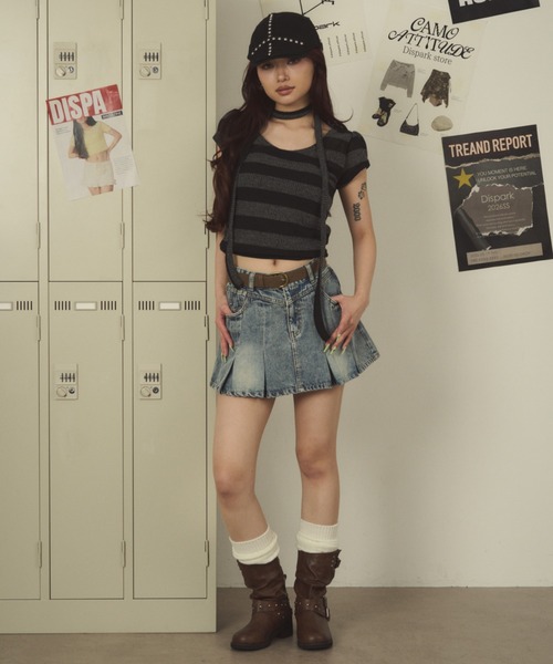 dispark（ディスパーク）の「DISPARK/【26年春夏新作】チョーカーツキボーダートップ（Tシャツ/カットソー・レディース・ブラック/グレー・FREE）」の5枚目の写真