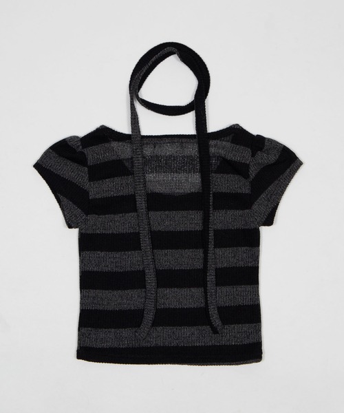 dispark（ディスパーク）の「DISPARK/【26年春夏新作】チョーカーツキボーダートップ（Tシャツ/カットソー・レディース・ブラック/グレー・FREE）」の16枚目の写真