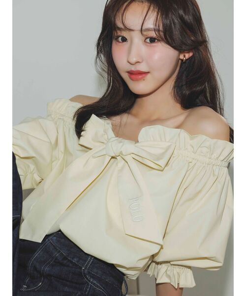 dazzlin（ダズリン）の「【POLO BCSコラボ】リボンギャザーバルーンブラウス（シャツ/ブラウス・レディース・オフホワイト/その他1/ネイビー/イエロー・FREE）」の7枚目の写真