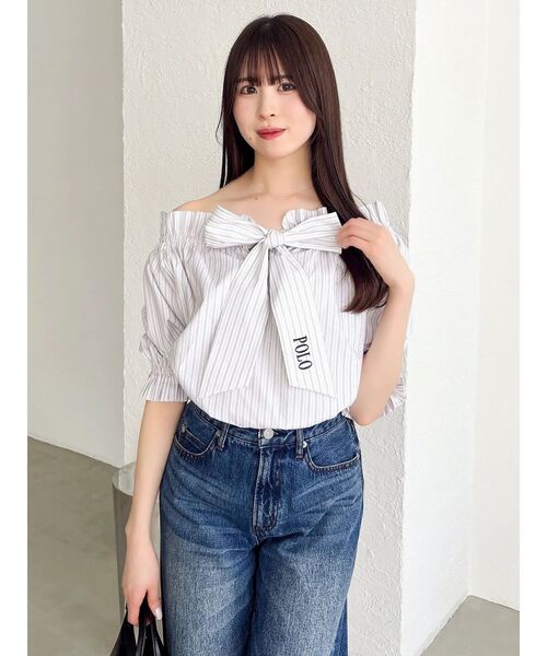 dazzlin（ダズリン）の「【POLO BCSコラボ】リボンギャザーバルーンブラウス（シャツ/ブラウス・レディース・オフホワイト/その他1/ネイビー/イエロー・FREE）」の9枚目の写真