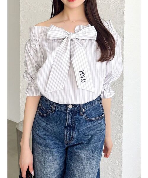 dazzlin（ダズリン）の「【POLO BCSコラボ】リボンギャザーバルーンブラウス（シャツ/ブラウス・レディース・オフホワイト/その他1/ネイビー/イエロー・FREE）」の10枚目の写真