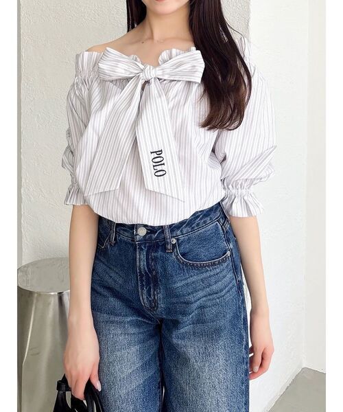 dazzlin（ダズリン）の「【POLO BCSコラボ】リボンギャザーバルーンブラウス（シャツ/ブラウス・レディース・オフホワイト/その他1/ネイビー/イエロー・FREE）」の11枚目の写真