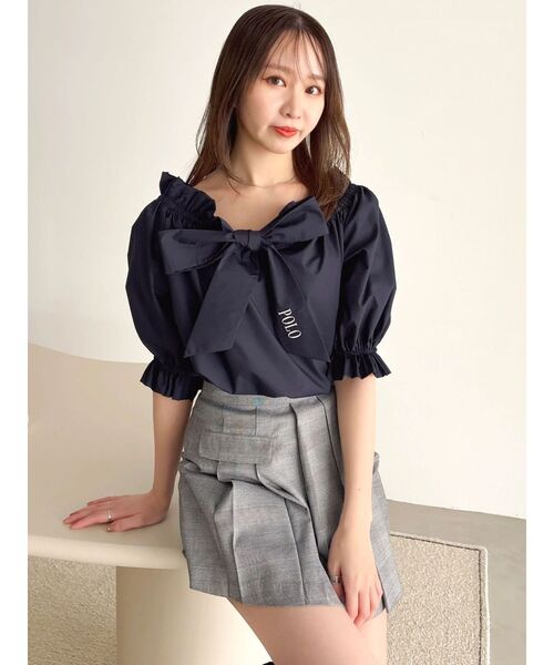 dazzlin（ダズリン）の「【POLO BCSコラボ】リボンギャザーバルーンブラウス（シャツ/ブラウス・レディース・オフホワイト/その他1/ネイビー/イエロー・FREE）」の18枚目の写真
