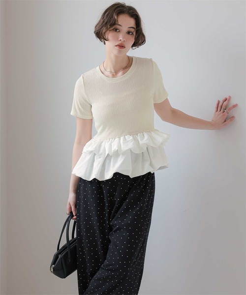 titivate(ティティベイト)の「バルーンヘムドッキングトップス(Tシャツ/カットソー・レディース・ブラック/アイボリー・S/M/L)」の20枚目の写真