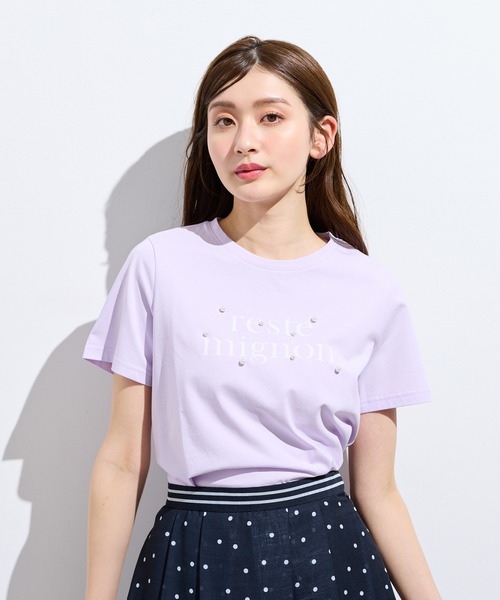 Rose Tiara（ローズティアラ）の「reste mignon ロゴTシャツ（Tシャツ/カットソー・レディース・オフホワイト/バイオレット/ブラック・38/42/40/46）」の22枚目の写真