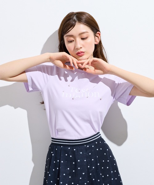 Rose Tiara（ローズティアラ）の「reste mignon ロゴTシャツ（Tシャツ/カットソー・レディース・オフホワイト/バイオレット/ブラック・38/42/40/46）」の21枚目の写真
