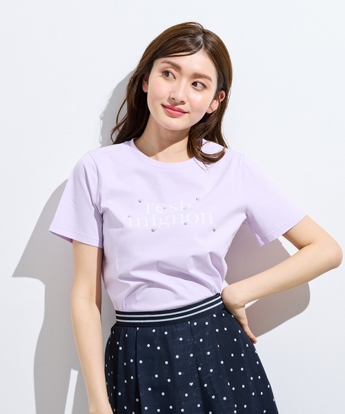 Rose Tiara（ローズティアラ）の「reste mignon ロゴTシャツ（Tシャツ/カットソー・レディース・オフホワイト/バイオレット/ブラック・38/42/40/46）」の19枚目の写真