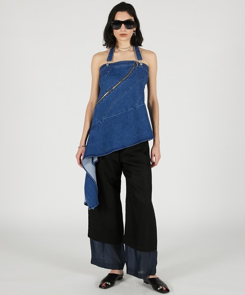 PRANK PROJECT（プランクプロジェクト）の「【2026Summer Pre-Order】アシンメトリーデニムチュニック / Asymmetrical Denim Tunic（チュニック・レディース・ベージュ/ネイビー/ブルー・FREE）」の4枚目の写真