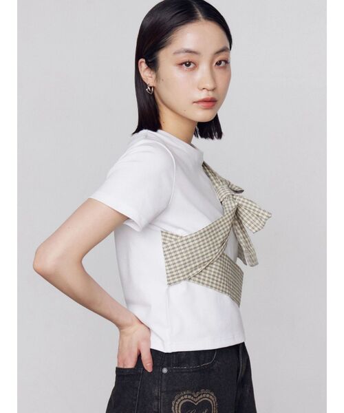 EMODA（エモダ）の「リボンテープTシャツ（Tシャツ/カットソー・レディース・グレー/ホワイト/ブラック・FREE）」の21枚目の写真
