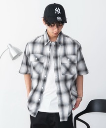 WEGO/【26年春夏新作】オンブレチェックレギュラーカラー半袖シャツ