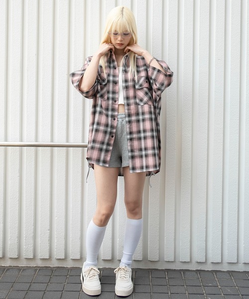WEGO（ウィゴー）の「WEGO/【26年春夏新作】オンブレチェックレギュラーカラー半袖シャツ（シャツ/ブラウス・メンズ・レッド/ブルー/ブラック/ホワイト/ピンク/ベージュ・SMALL/MEDIUM/LARGE）」の22枚目の写真
