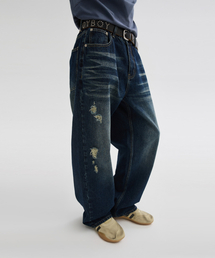 LEIRE（ルアール）の「カーブドウォッシングデミジデニムパンツ[ディープブルー]（デニムパンツ）」