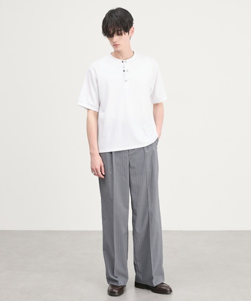 CIYOT（シヨウト）の「【CIYOT】ウールライク ストレート 1タック センタープレス  ワイドパンツ / スラックス（スラックス・メンズ・ブラック系/チャコール/ブラック/グレー系・S/M/L）」の20枚目の写真