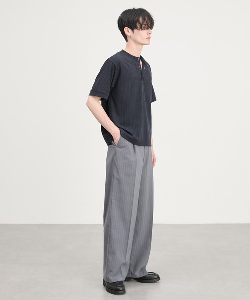 CIYOT（シヨウト）の「【CIYOT】ウールライク ストレート 1タック センタープレス  ワイドパンツ / スラックス（スラックス・メンズ・ブラック系/チャコール/ブラック/グレー系・S/M/L）」の19枚目の写真