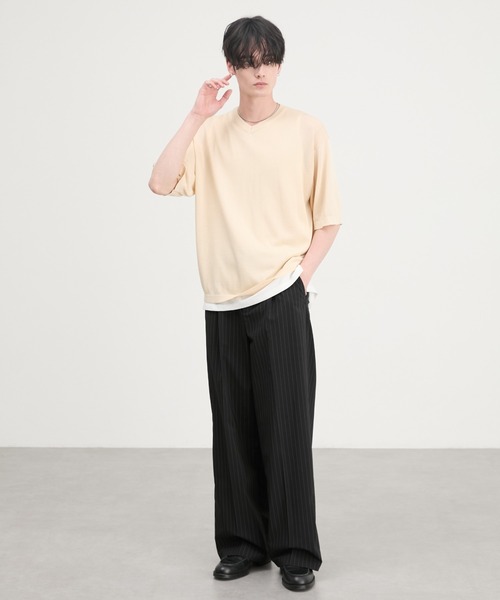 CIYOT（シヨウト）の「【CIYOT】ウールライク ストレート 1タック センタープレス  ワイドパンツ / スラックス（スラックス・メンズ・ブラック系/チャコール/ブラック/グレー系・S/M/L）」の10枚目の写真