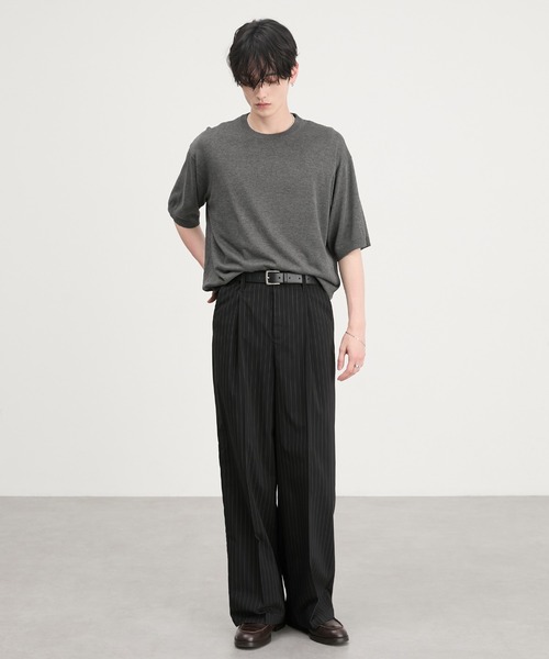 CIYOT（シヨウト）の「【CIYOT】ウールライク ストレート 1タック センタープレス  ワイドパンツ / スラックス（スラックス・メンズ・ブラック系/チャコール/ブラック/グレー系・S/M/L）」の11枚目の写真