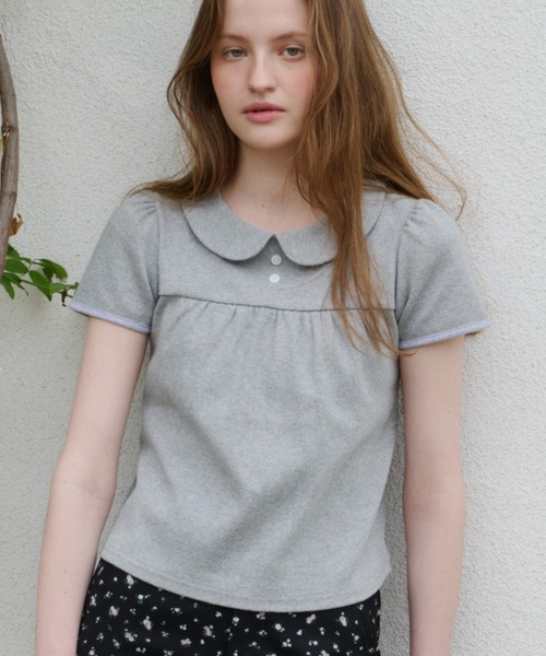 GIUNON(ジウノン)の「round collar rib t-shirt / ラウンドカラーリブTシャツ(Tシャツ/カットソー・レディース・ネイビー/ブルー/ブラック/グレー・FREE)」の2枚目の写真