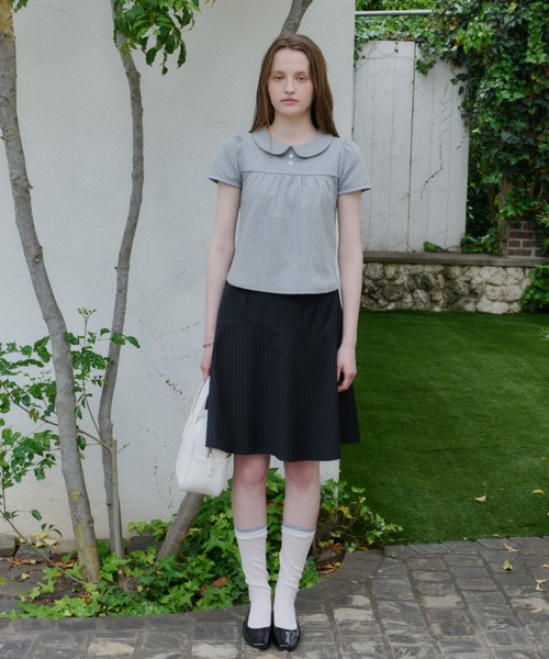 GIUNON(ジウノン)の「round collar rib t-shirt / ラウンドカラーリブTシャツ(Tシャツ/カットソー・レディース・ネイビー/ブルー/ブラック/グレー・FREE)」の15枚目の写真