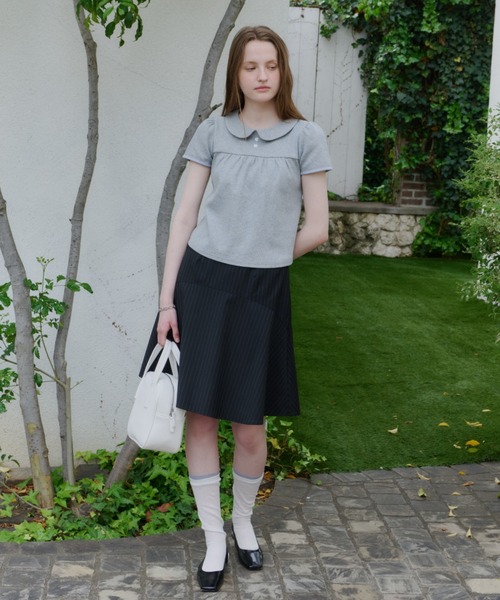 GIUNON(ジウノン)の「round collar rib t-shirt / ラウンドカラーリブTシャツ(Tシャツ/カットソー・レディース・ネイビー/ブルー/ブラック/グレー・FREE)」の17枚目の写真
