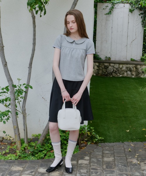 GIUNON(ジウノン)の「round collar rib t-shirt / ラウンドカラーリブTシャツ(Tシャツ/カットソー・レディース・ネイビー/ブルー/ブラック/グレー・FREE)」の16枚目の写真