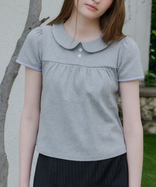GIUNON(ジウノン)の「round collar rib t-shirt / ラウンドカラーリブTシャツ(Tシャツ/カットソー・レディース・ネイビー/ブルー/ブラック/グレー・FREE)」の20枚目の写真