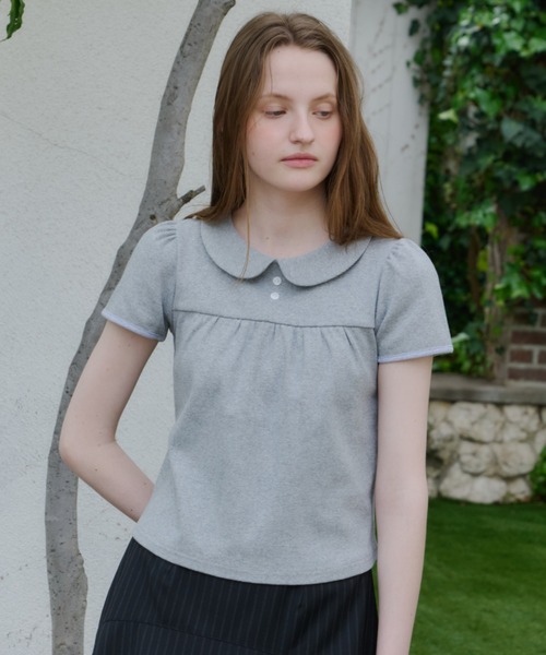 GIUNON(ジウノン)の「round collar rib t-shirt / ラウンドカラーリブTシャツ(Tシャツ/カットソー・レディース・ネイビー/ブルー/ブラック/グレー・FREE)」の11枚目の写真