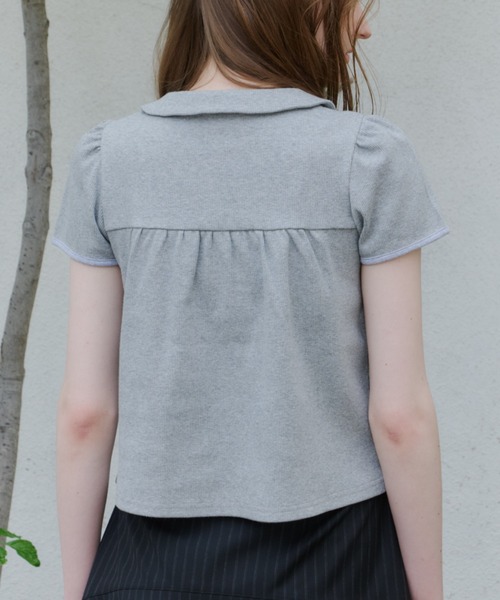 GIUNON(ジウノン)の「round collar rib t-shirt / ラウンドカラーリブTシャツ(Tシャツ/カットソー・レディース・ネイビー/ブルー/ブラック/グレー・FREE)」の12枚目の写真