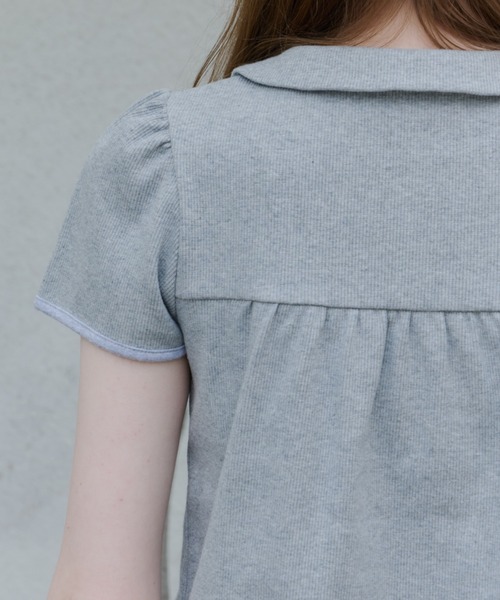 GIUNON(ジウノン)の「round collar rib t-shirt / ラウンドカラーリブTシャツ(Tシャツ/カットソー・レディース・ネイビー/ブルー/ブラック/グレー・FREE)」の19枚目の写真