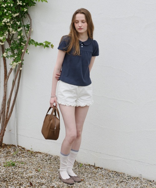 GIUNON(ジウノン)の「round collar rib t-shirt / ラウンドカラーリブTシャツ(Tシャツ/カットソー・レディース・ネイビー/ブルー/ブラック/グレー・FREE)」の5枚目の写真