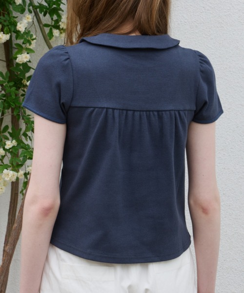 GIUNON(ジウノン)の「round collar rib t-shirt / ラウンドカラーリブTシャツ(Tシャツ/カットソー・レディース・ネイビー/ブルー/ブラック/グレー・FREE)」の9枚目の写真