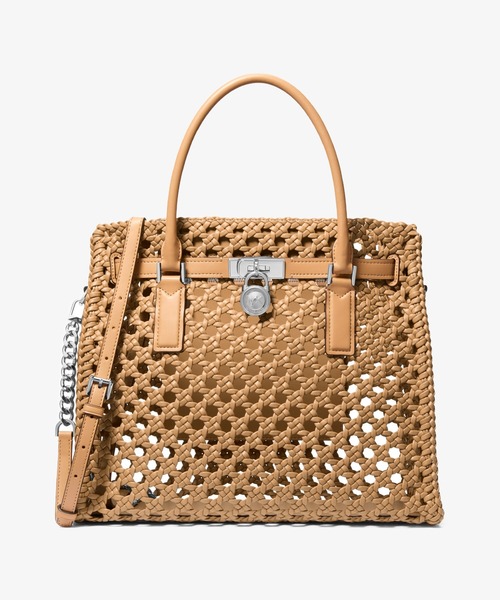 MICHAEL KORS(マイケルコース)の「HAMILTON MODERNE ハンドウーヴン サッチェル ラージ(ハンドバッグ・レディース・ベージュ系・FREE)」の1枚目の写真