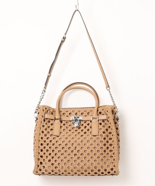 MICHAEL KORS(マイケルコース)の「HAMILTON MODERNE ハンドウーヴン サッチェル ラージ(ハンドバッグ・レディース・ベージュ系・FREE)」の6枚目の写真