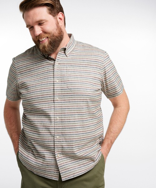 L.L.Bean(エルエルビーン)の「ストーンコースト・ヘンプ・シャツ、スライトリー・フィット 半袖 ストライプ 米国フィット・レギュラー(シャツ/ブラウス・メンズ・グレー系その他・LARGE/MEDIUM/SMALL)」の4枚目の写真