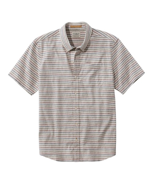 L.L.Bean(エルエルビーン)の「ストーンコースト・ヘンプ・シャツ、スライトリー・フィット 半袖 ストライプ 米国フィット・レギュラー(シャツ/ブラウス・メンズ・グレー系その他・LARGE/MEDIUM/SMALL)」の7枚目の写真