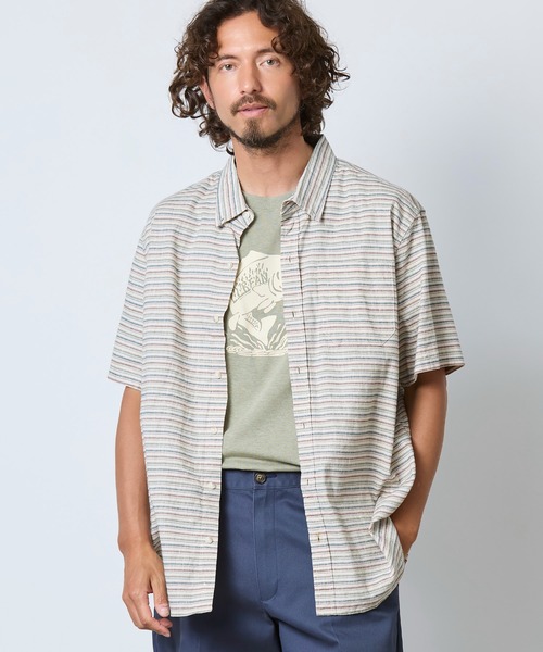 L.L.Bean(エルエルビーン)の「ストーンコースト・ヘンプ・シャツ、スライトリー・フィット 半袖 ストライプ 米国フィット・レギュラー(シャツ/ブラウス・メンズ・グレー系その他・LARGE/MEDIUM/SMALL)」の20枚目の写真