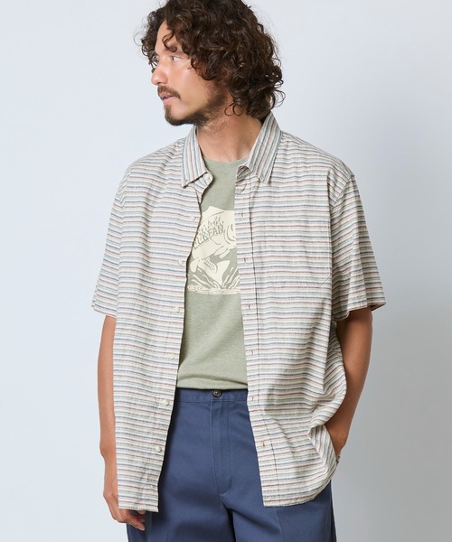 L.L.Bean(エルエルビーン)の「ストーンコースト・ヘンプ・シャツ、スライトリー・フィット 半袖 ストライプ 米国フィット・レギュラー(シャツ/ブラウス・メンズ・グレー系その他・LARGE/MEDIUM/SMALL)」の19枚目の写真