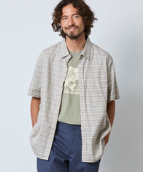 L.L.Bean(エルエルビーン)の「ストーンコースト・ヘンプ・シャツ、スライトリー・フィット 半袖 ストライプ 米国フィット・レギュラー(シャツ/ブラウス・メンズ・グレー系その他・LARGE/MEDIUM/SMALL)」の18枚目の写真