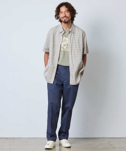 L.L.Bean(エルエルビーン)の「ストーンコースト・ヘンプ・シャツ、スライトリー・フィット 半袖 ストライプ 米国フィット・レギュラー(シャツ/ブラウス・メンズ・グレー系その他・LARGE/MEDIUM/SMALL)」の9枚目の写真