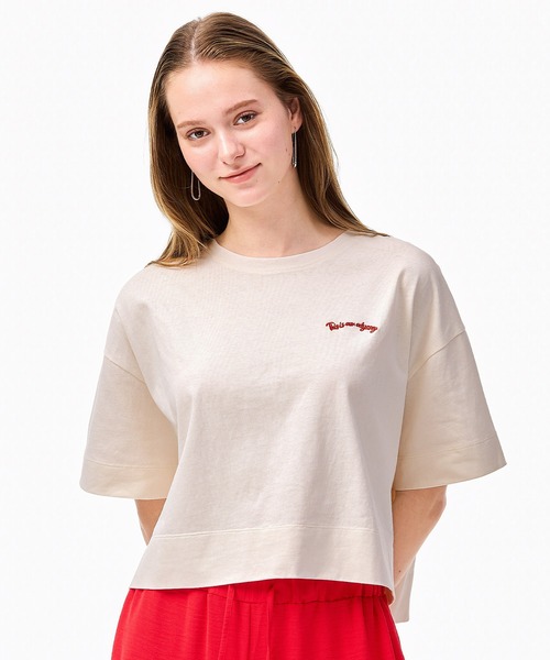 coca(coca)(コカ)の「ボックスシルエットロゴトップス(Tシャツ/カットソー・レディース・チャコール/アイボリー・L/M/S)」の6枚目の写真