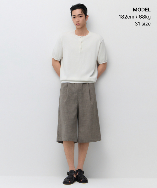 MUSINSA STANDARD（ムシンサスタンダード）の「クランクルリネンライクバンディングバミューダパンツ[トープ]（その他パンツ・メンズ・その他・32/30/31/28/29/27/33/34/36/38/40/42/26）」の2枚目の写真