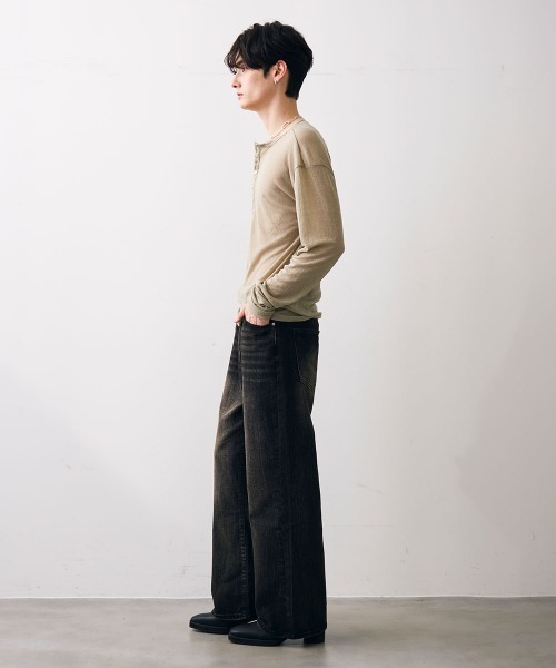 Shoowtime(ショウタイム)の「Natural drape henley top / ナチュラルドレープヘンリーカットソー(Tシャツ/カットソー・メンズ・ライトグレー/ブラック・MEDIUM/LARGE/X-LARGE)」の16枚目の写真